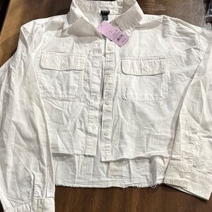 Wild Fable Cream Button-Up Cropped Top #64